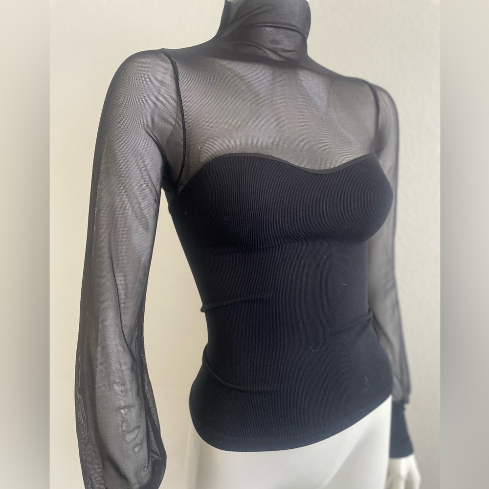 Free People Black Sheer Blouse